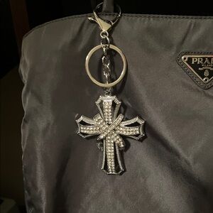 Silver Cross Bag Charm